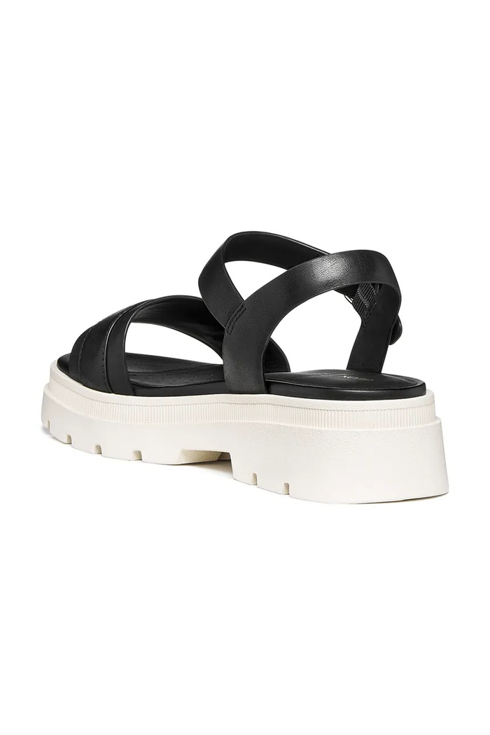 Geox sandale cu toc plat pentru femei, din piele AACTERSB negru D670NB00043C9999