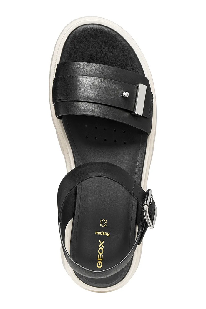 Geox sandale cu toc plat pentru femei, din piele AACTERSB D670NB00043C9999 negru