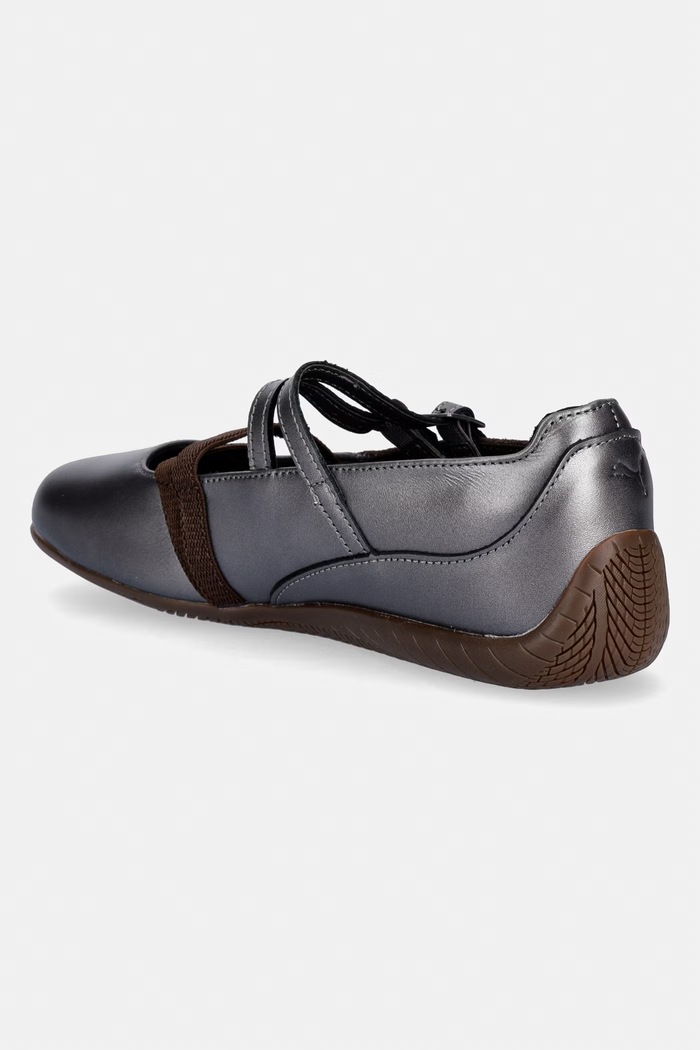 Obuwie Puma baleriny skórzane Speedcat Ballet Lux WNS 408197 srebrny