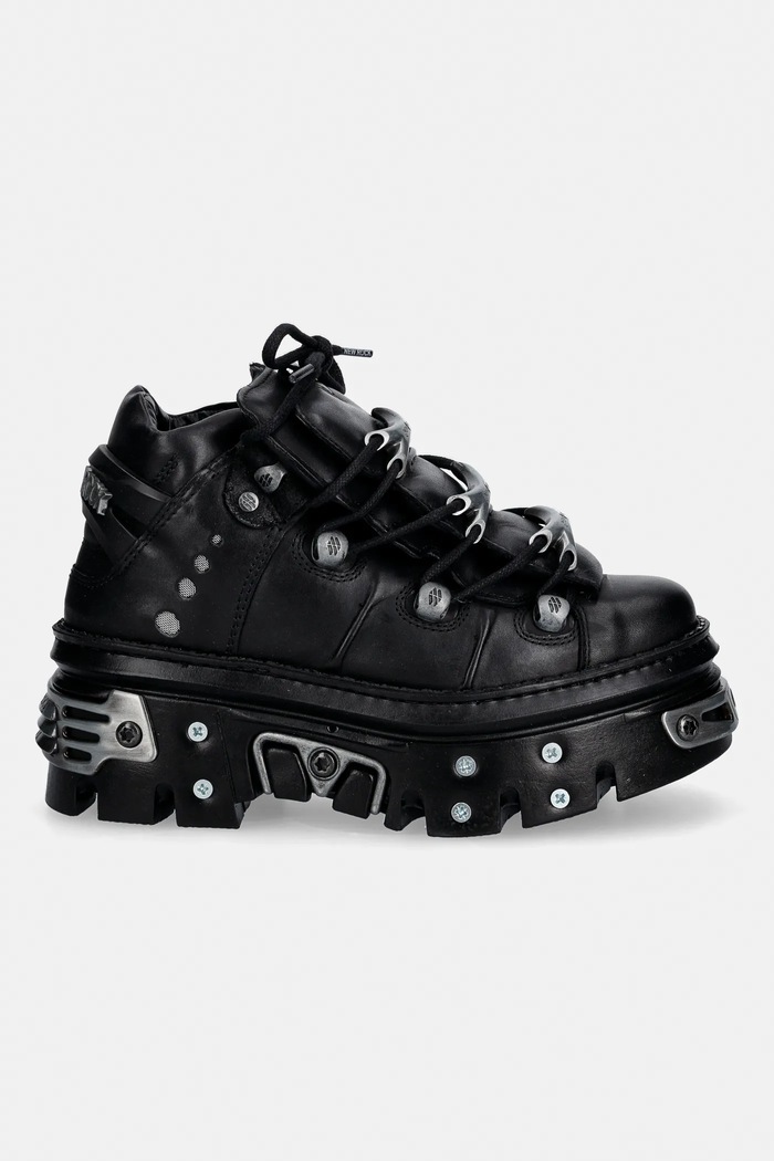 Δερμάτινα sneakers New Rock CRUST NEGRO, REACTOR NEGRO E14 casco + M.WALL106.S35 μαύρο SS26