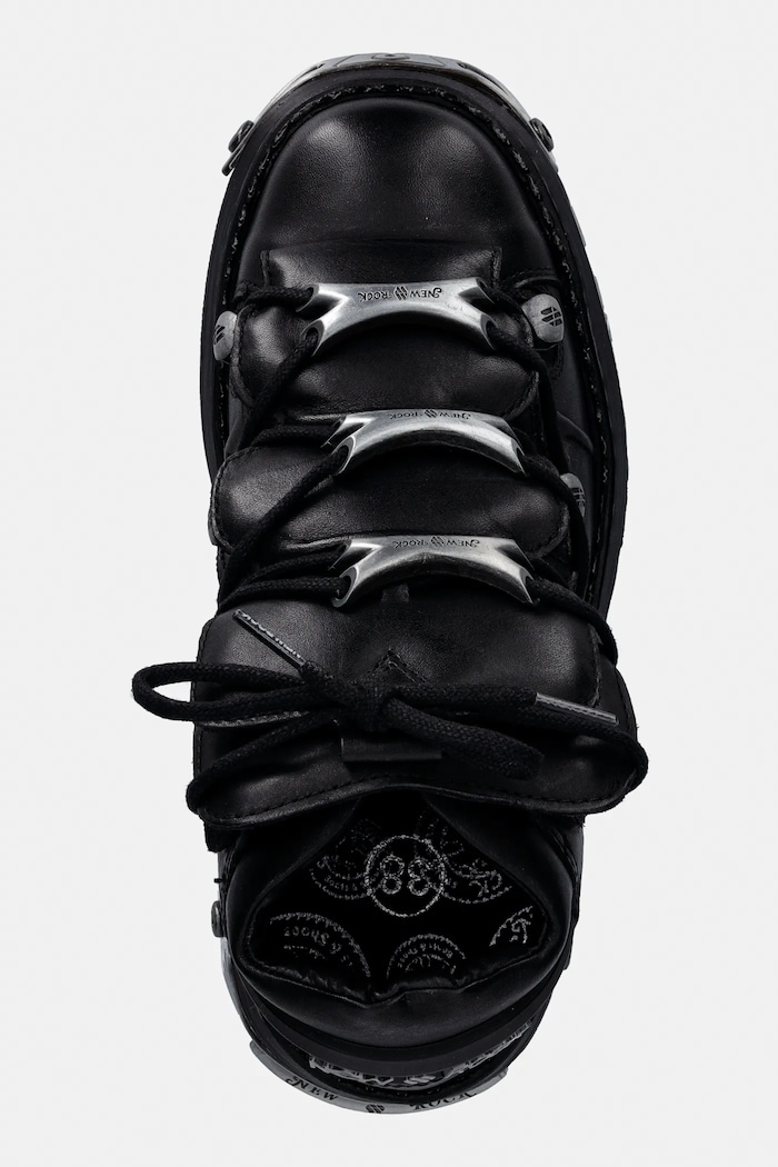 Δερμάτινα sneakers New Rock CRUST NEGRO, REACTOR NEGRO E14 casco + μαύρο M.WALL106.S35