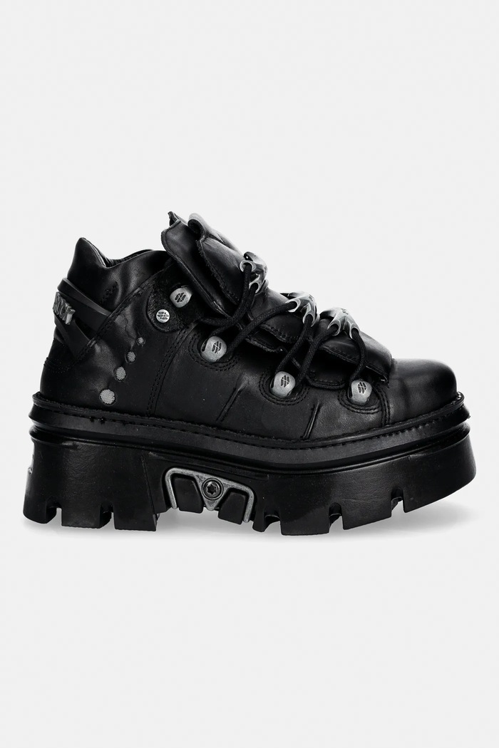 Δερμάτινα sneakers New Rock CRUST NEGRO, REACTOR NEGRO E14 casco CON M.WALL106.S32 μαύρο SS26