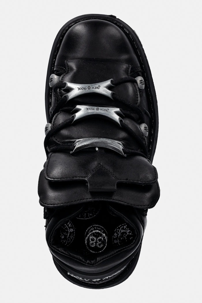 Δερμάτινα sneakers New Rock CRUST NEGRO, REACTOR NEGRO E14 casco CON μαύρο M.WALL106.S32