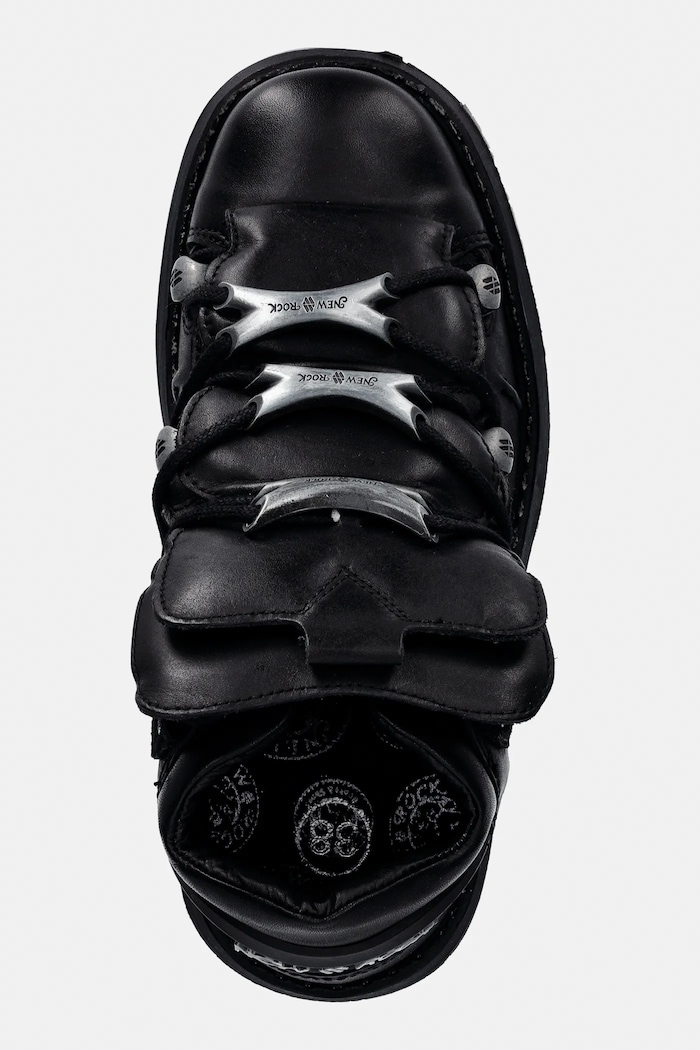 Δερμάτινα sneakers New Rock CRUST NEGRO, REACTOR NEGRO E14 casco CON μαύρο M.WALL106.S32