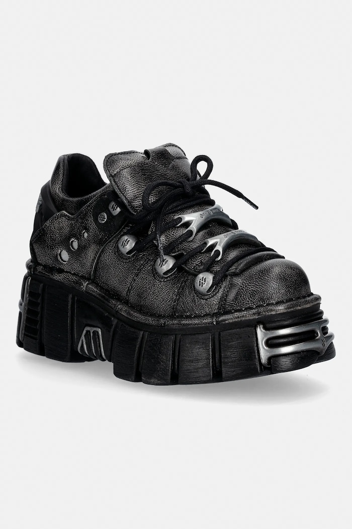 New Rock sneakersy skórzane PULIK OLD ARENA TOWER NEGRO ACERO + later pozostałe szary M.120N.C69