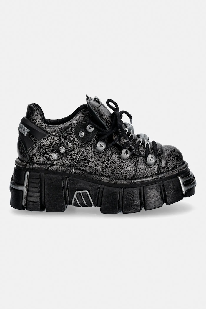 New Rock sneakersy skórzane PULIK OLD ARENA TOWER NEGRO ACERO + later M.120N.C69 szary SS26