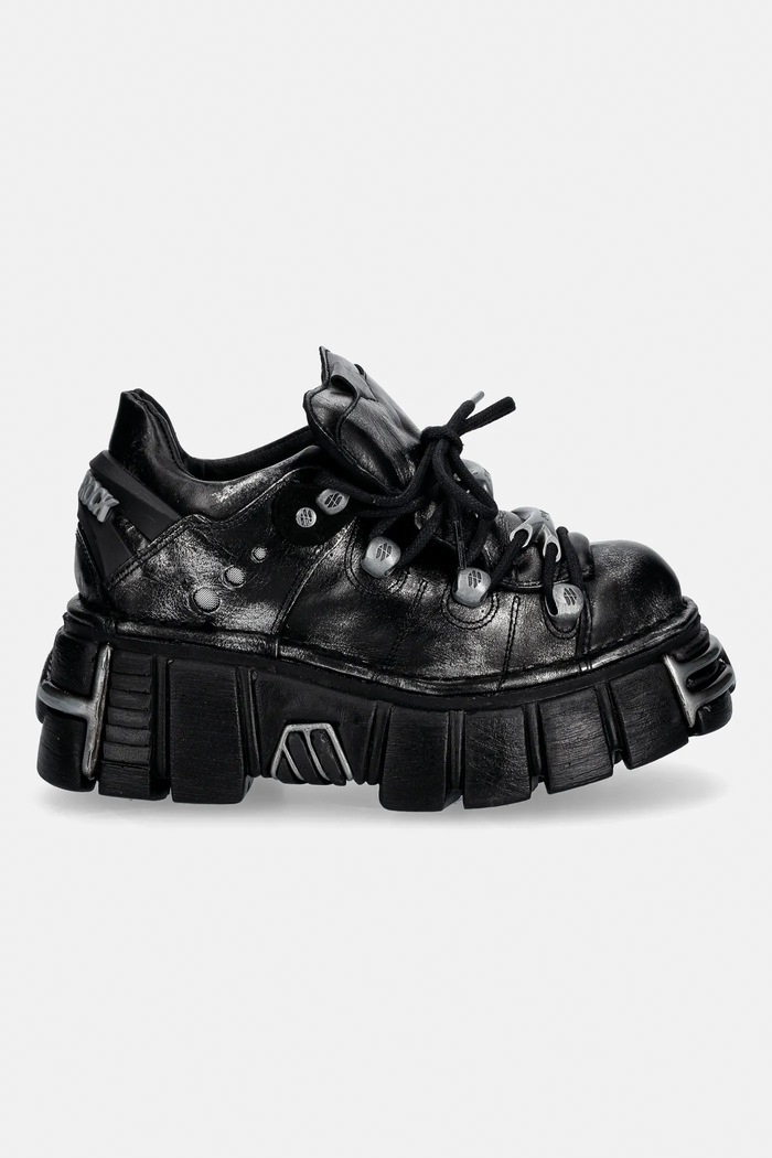 New Rock bőr sportcipő BOX PLANE, TOWER NEGRO ACERO + lateral + pu M.120N.C70 szürke SS26