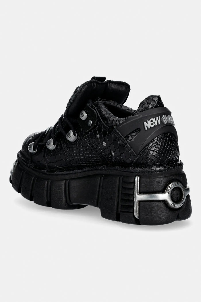 Παπούτσια Δερμάτινα sneakers New Rock PITON ESCAMA NEGRO BRILLO, TOWER NEGRO ACER M.120N.C74 μαύρο