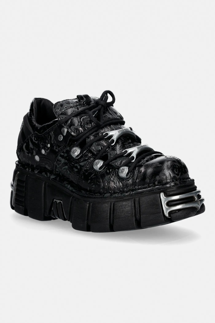 Δερμάτινα sneakers New Rock VINTAGE FLOWER NEGRO, TOWER NEGRO ACERO + l άλλο μαύρο M.120N.C75