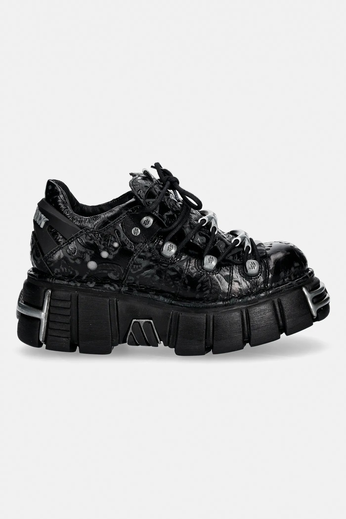 Δερμάτινα sneakers New Rock VINTAGE FLOWER NEGRO, TOWER NEGRO ACERO + l M.120N.C75 μαύρο SS26