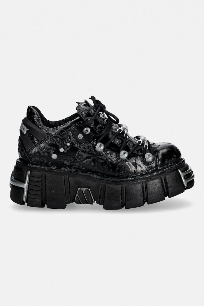 Δερμάτινα sneakers New Rock VINTAGE FLOWER NEGRO, TOWER NEGRO ACERO + l M.120N.C75 μαύρο SS26