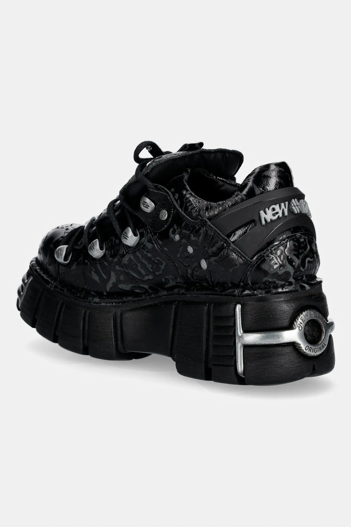 Παπούτσια Δερμάτινα sneakers New Rock VINTAGE FLOWER NEGRO, TOWER NEGRO ACERO + l M.120N.C75 μαύρο