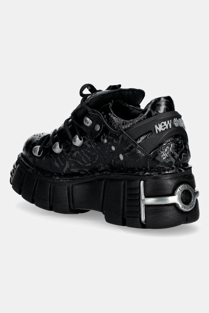 Παπούτσια Δερμάτινα sneakers New Rock VINTAGE FLOWER NEGRO, TOWER NEGRO ACERO + l M.120N.C75 μαύρο