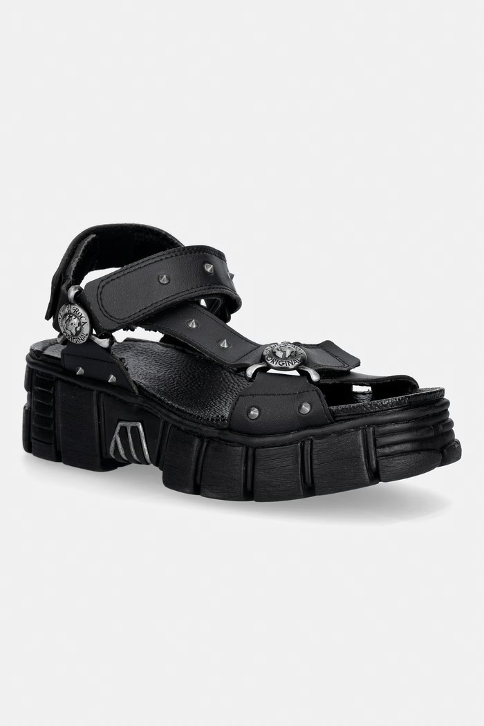 New Rock VEGAN NEGRO, TOWER CASCO NEGRO LATERAL sandály na platformě dámské černá M.BIOS120.V1