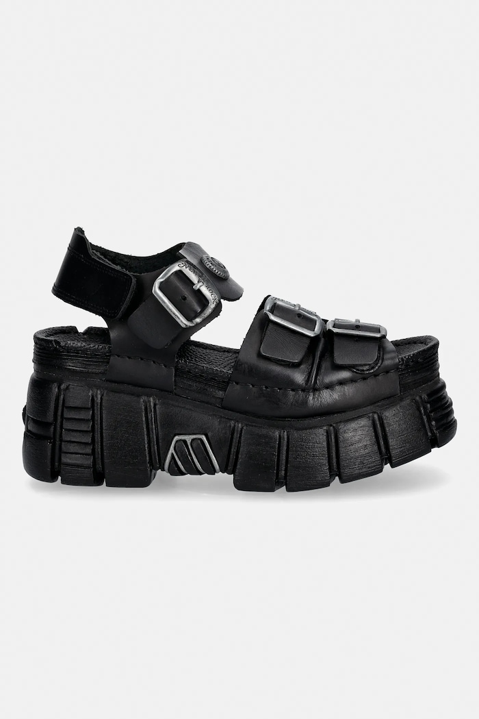 New Rock leather sandals TANK LEATHER BLACK, TOWER NEGRO + LATER M.BIOS101SF.C1 black SS26