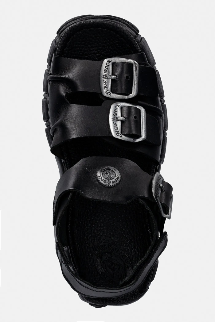 New Rock leather sandals TANK LEATHER BLACK, TOWER NEGRO + LATER black M.BIOS101SF.C1