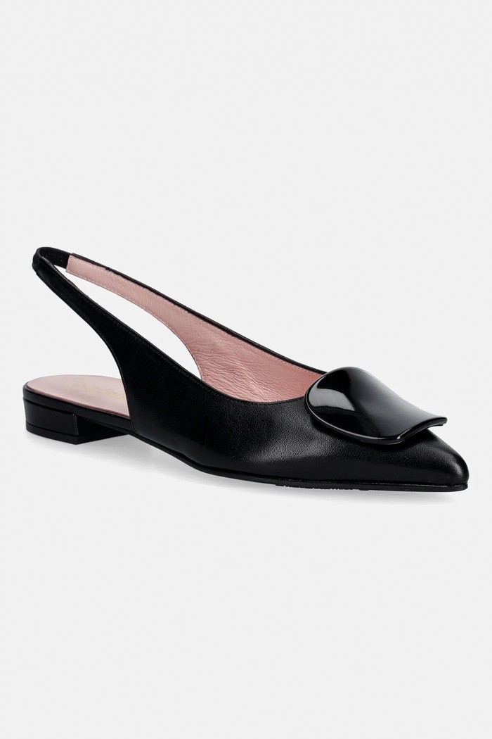Pretty Ballerinas baleriny skórzane Clementine odkryta pięta czarny 53248.002.9162