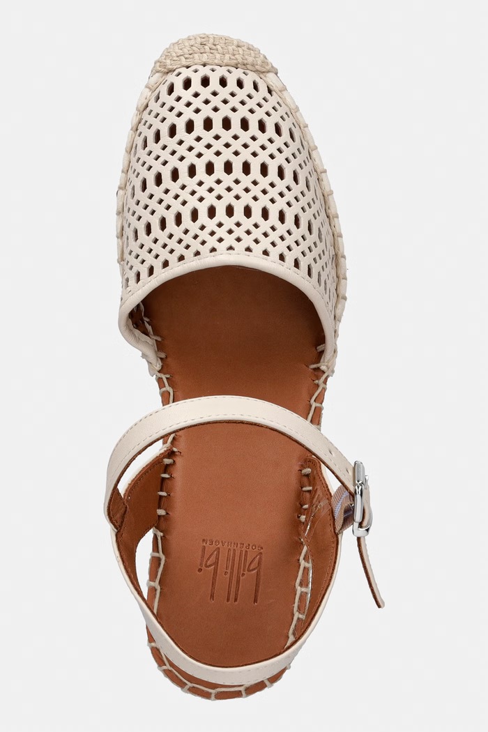 Billi Bi espadrilky na platforme po celej dĺžke dámske kožené béžová A8611.073