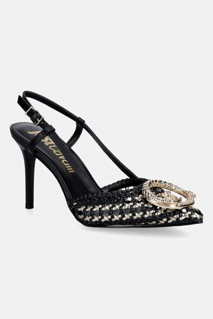 Just Cavalli pantofi cu toc calcai expus negru 80RA3S14ZSE38PL9