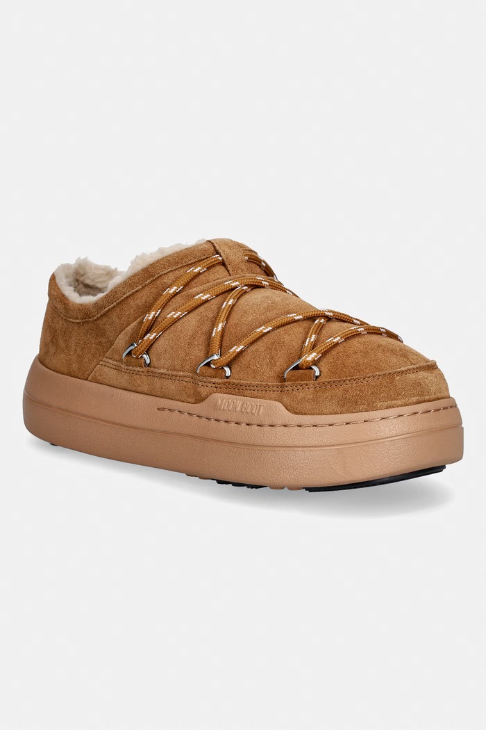 Semišové papuče Moon Boot MB PARK SLIPPER hnedá 80D2470210.M008