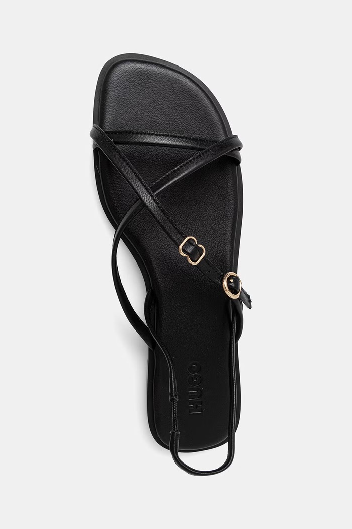 HUGO sandale femei din piele Amaryl 50567184.001 negru