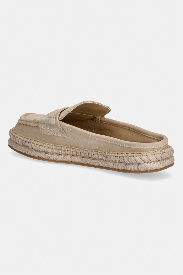 Obuwie HUGO espadryle z odkrytą piętą damskie zamszowe Brinn 50563734.277 beżowy