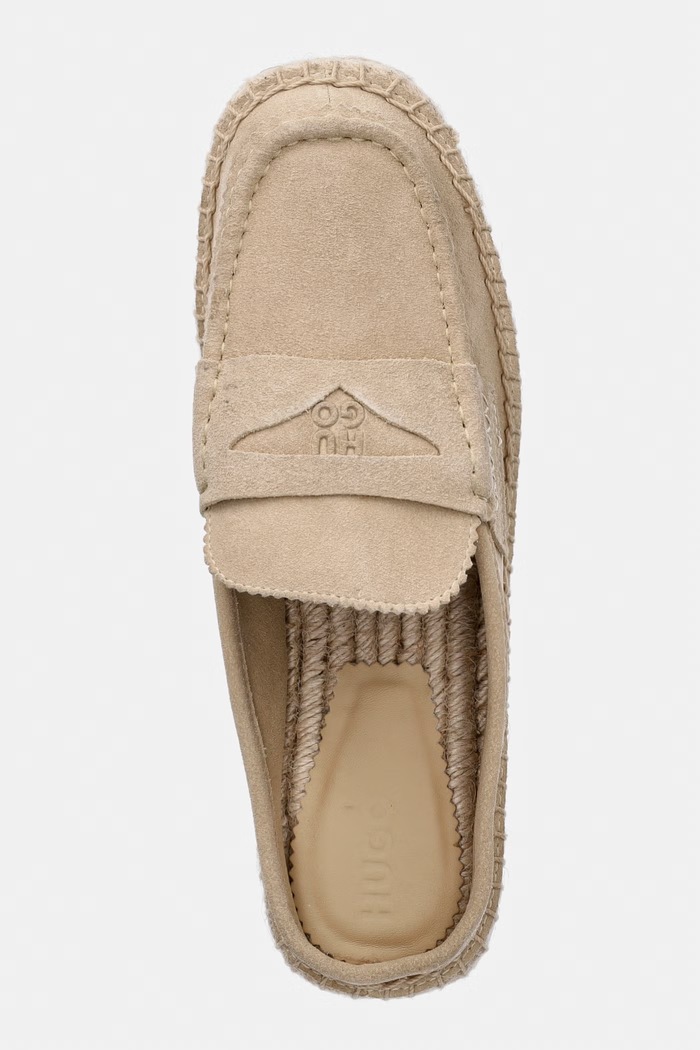 HUGO espadryle z odkrytą piętą damskie zamszowe Brinn beżowy 50563734.277