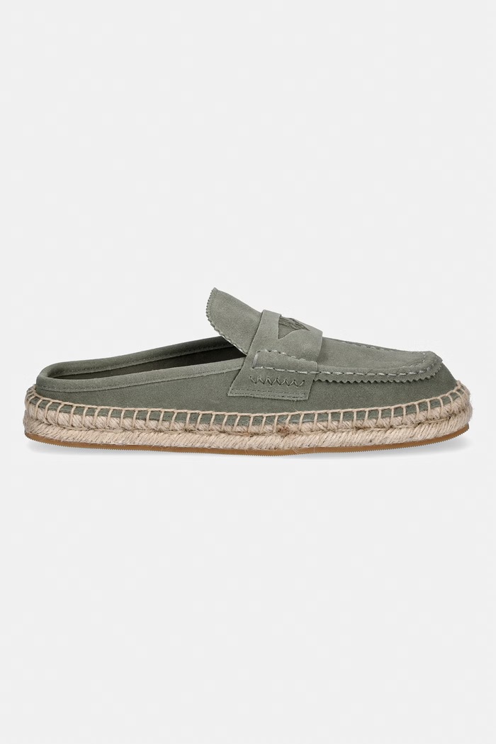 HUGO espadrile pentru femei, din piele întoarsă Brinn 50563734.337 verde SS26