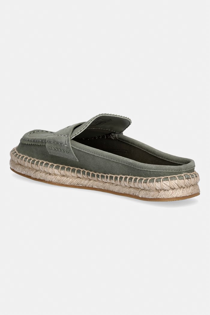 Încălțăminte HUGO espadrile pentru femei, din piele întoarsă Brinn 50563734.337 verde