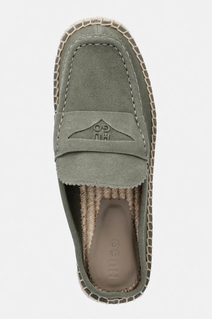 HUGO espadrile pentru femei, din piele întoarsă Brinn verde 50563734.337