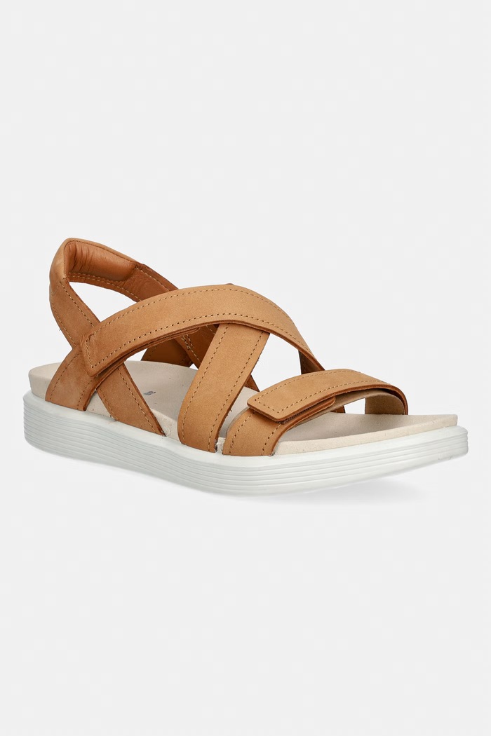 Nubukové sandále Ecco Soft Sandal W bez podpätku hnedá 238813.02021