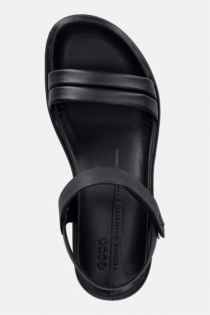 Ecco Σανδάλια Γυναικεία Δερμάτινα Flowt Wedge LX W μαύρο 273303.51052