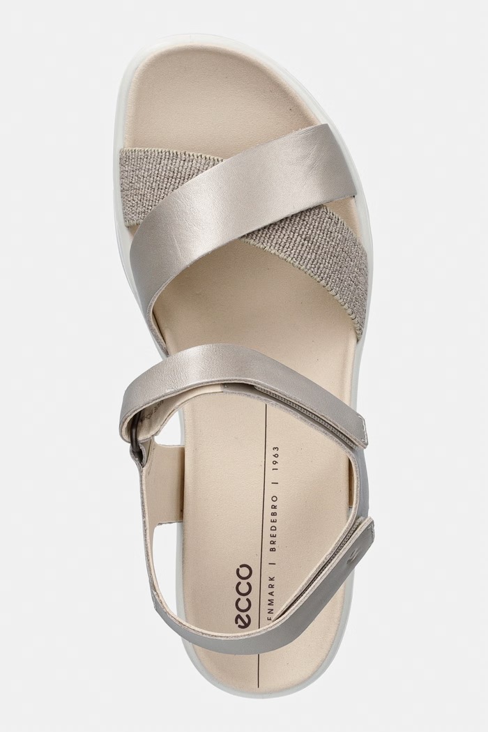 Ecco Σανδάλια Γυναικεία Δερμάτινα Flowt Wedge LX W μπεζ 273323.01688