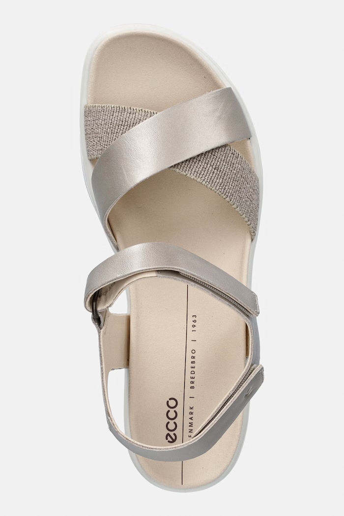 Ecco Σανδάλια Γυναικεία Δερμάτινα Flowt Wedge LX W μπεζ 273323.01688