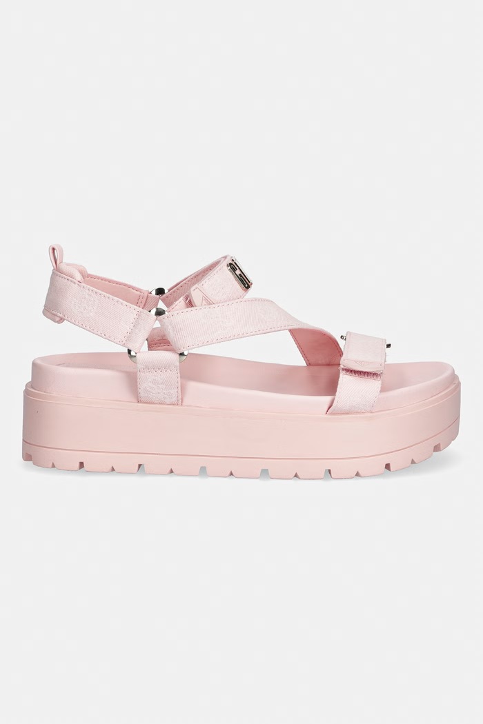 Guess sandały na platformie damskie FETTA FLJFTT.DEN03.PINK różowy SS26