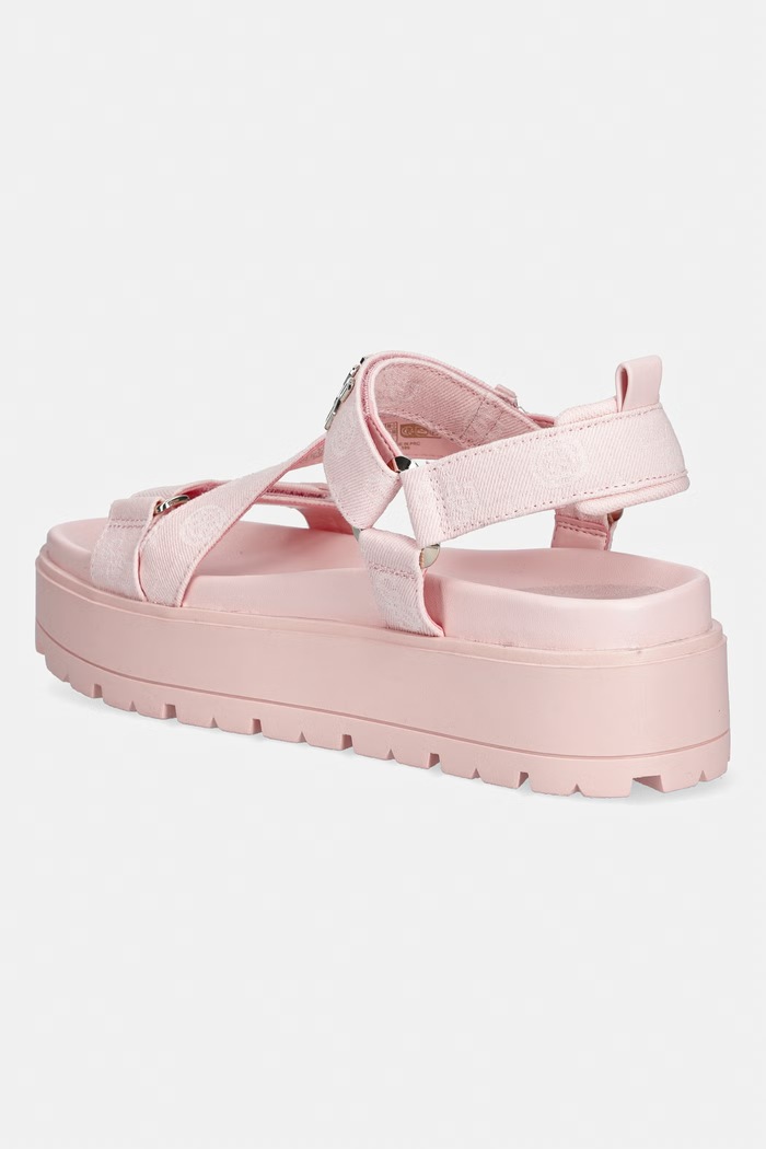 Obuwie Guess sandały na platformie damskie FETTA FLJFTT.DEN03.PINK różowy