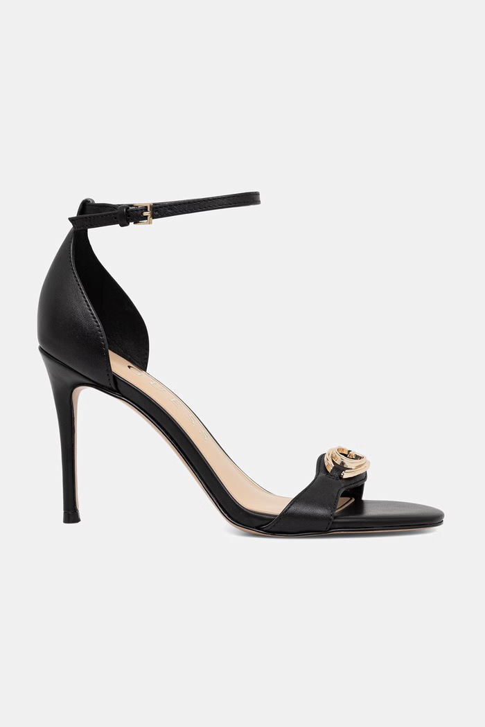 Guess sandali s tanko peto usnjeni KABRINA FLJKAB.LEA03.BLACK črna SS26