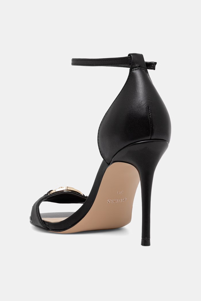 Obutev Guess sandali s tanko peto usnjeni KABRINA FLJKAB.LEA03.BLACK črna