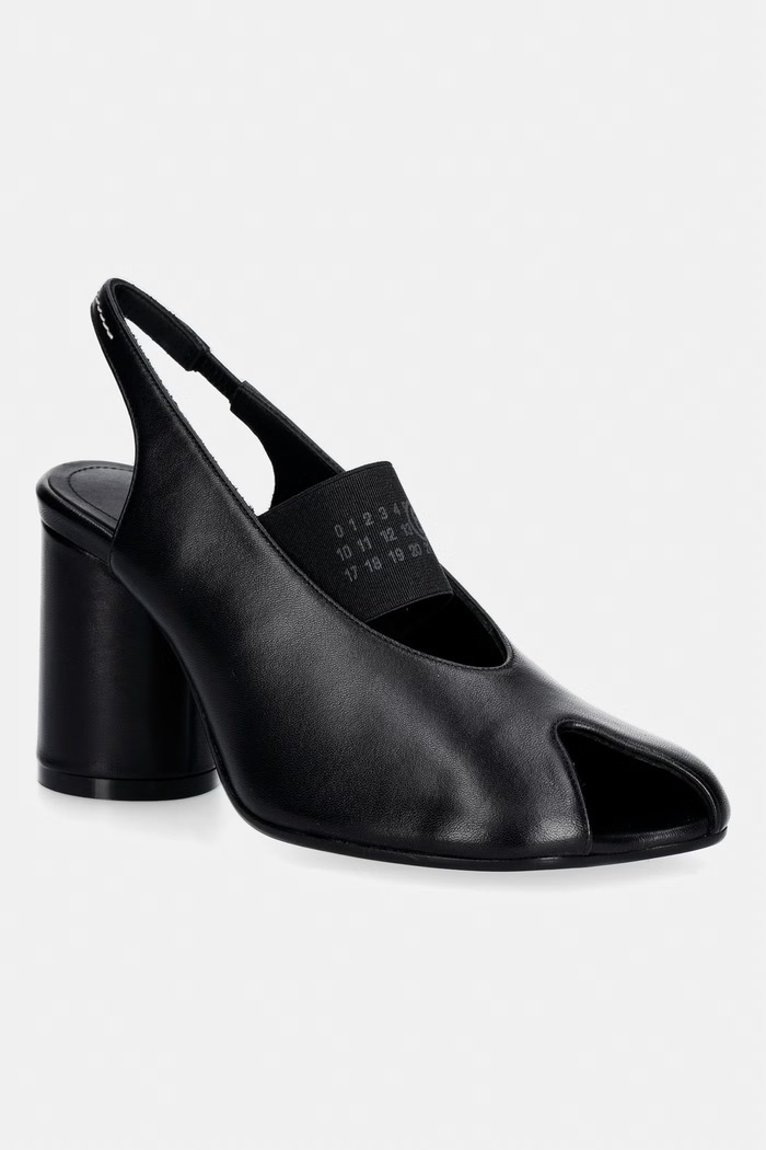 MM6 Maison Margiela tocuri cu călcâiul deschis pentru femei, din piele negru S59WP0213.P3628.T8013