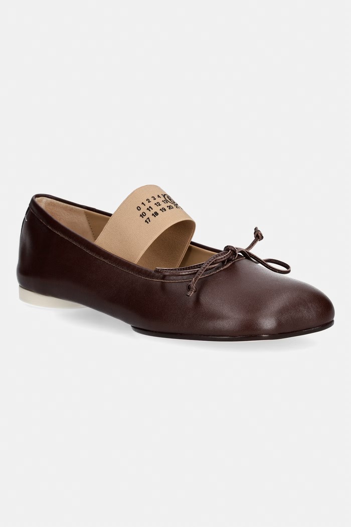 Δερμάτινες μπαλαρίνες MM6 Maison Margiela καφέ S59WZ0099.P3628.T2259