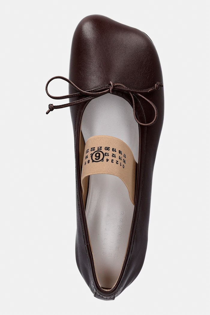 Δερμάτινες μπαλαρίνες MM6 Maison Margiela καφέ S59WZ0099.P3628.T2259