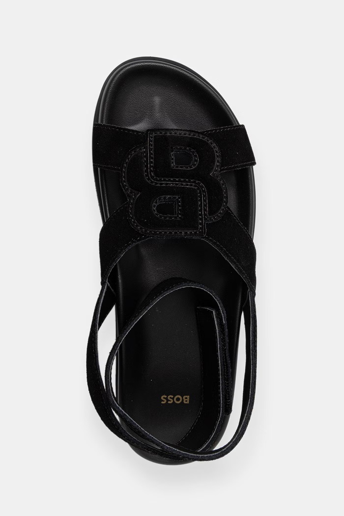 BOSS sandale femei din piele întoarsă Freyah negru 50563358.001