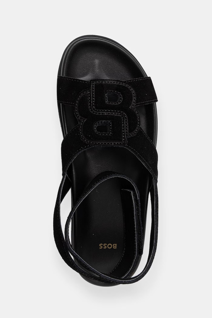 BOSS sandale femei din piele întoarsă Freyah negru 50563358.001