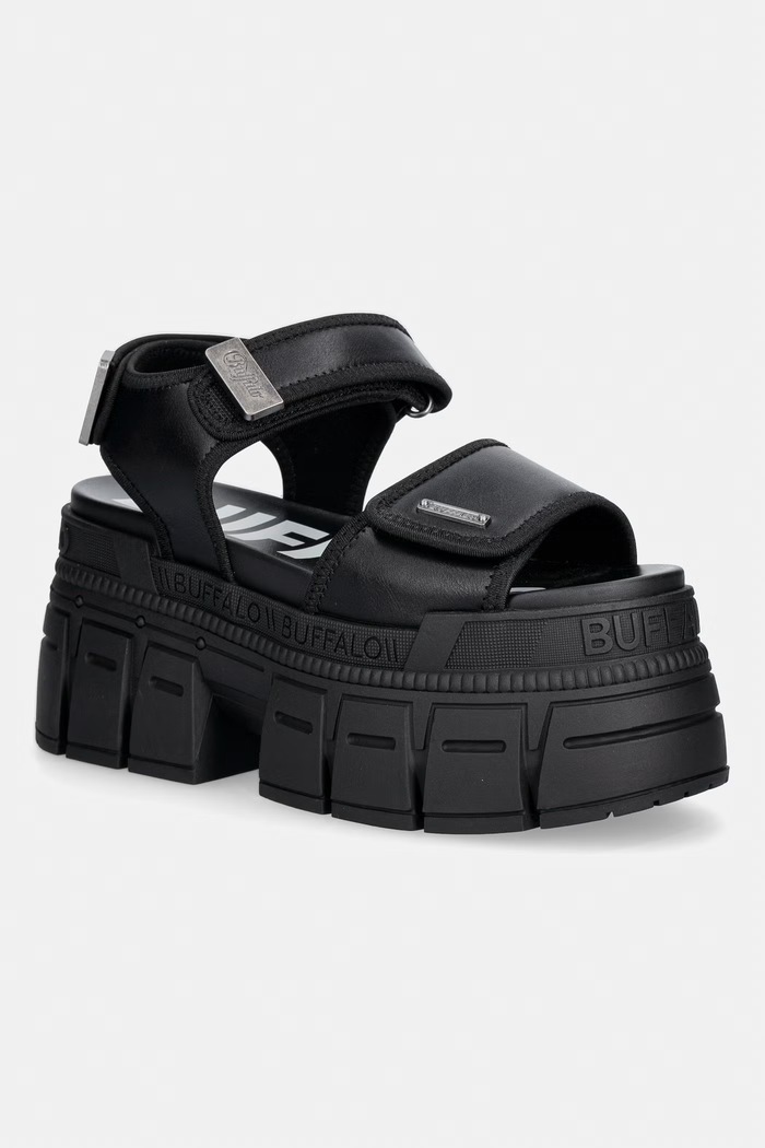 Buffalo sandále na platforme dámske Gospher Sandal Velc čierna 1602310