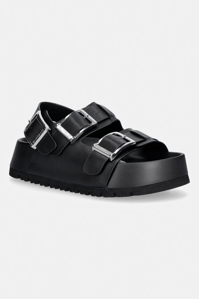 Buffalo sandále na platforme dámske Jane Athena Buckle čierna 1602318