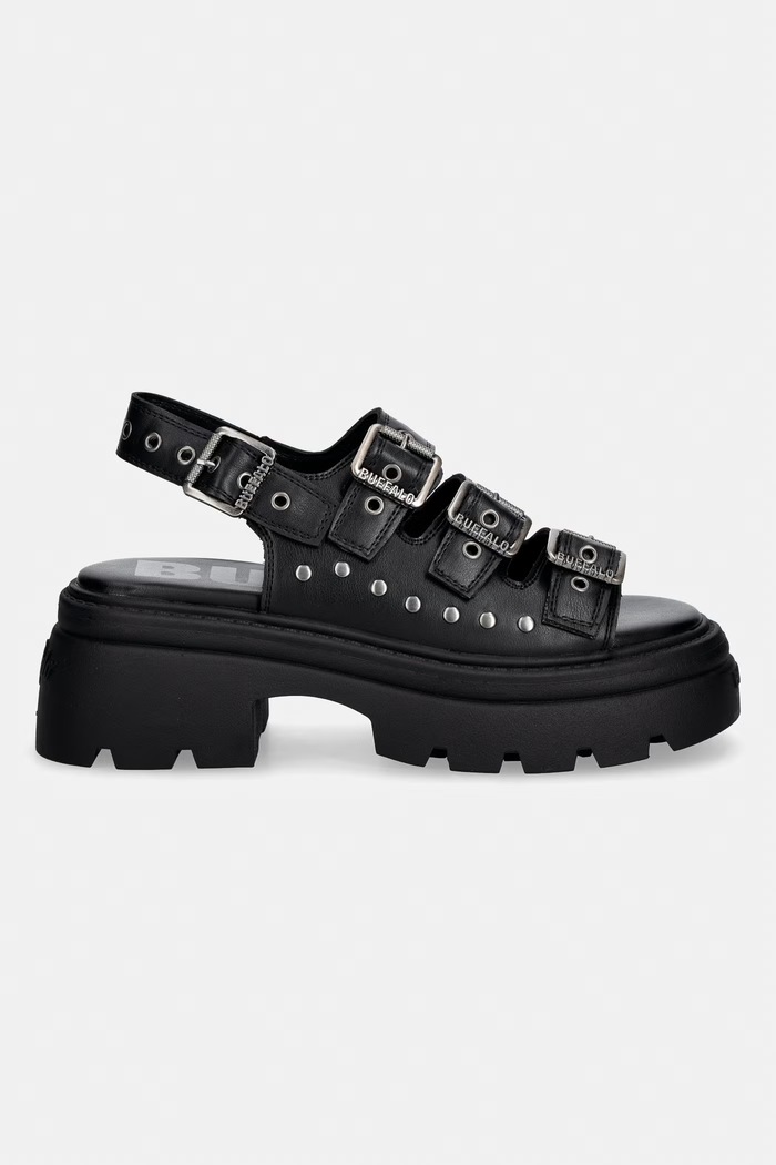Buffalo sandále na platforme dámske Vega Athena Buckle 1602359 čierna SS26