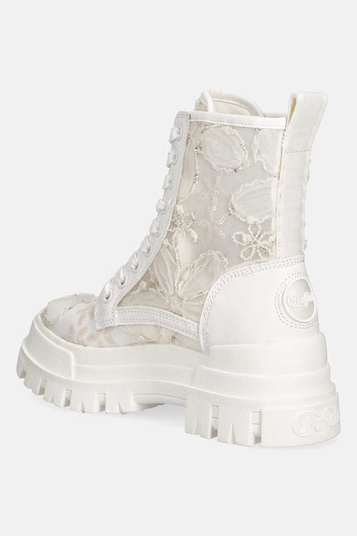 Obuv Buffalo dámske workery Aspha Rld Bloom Flower 1622695 biela