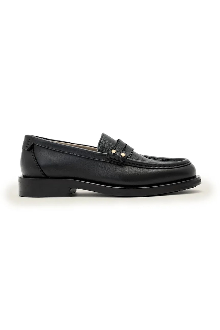 AllSaints mokasíny dámske kožené Bloom Stud Loafer čierna W072FE