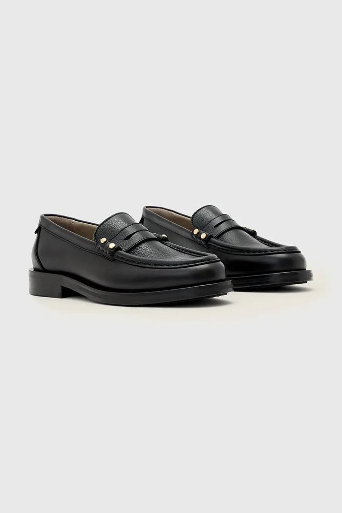 AllSaints mokasíny dámske kožené Bloom Stud Loafer W072FE čierna SS26