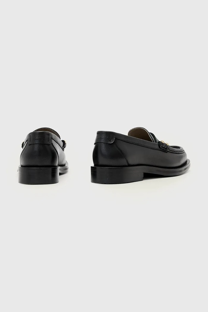 Obuv AllSaints mokasíny dámske kožené Bloom Stud Loafer W072FE čierna
